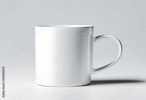 white glass mug mockup on white background