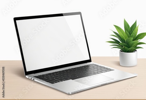 white screen laptop mockup isolated on white background.