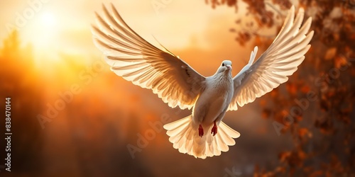 Symbolism of the Holy Spirit as Doves in Flight Representing Creative Divine Energy. Concept Religious Symbolism, Holy Spirit, Dove Imagery, Divine Energy, Creative Inspiration © Anastasiia