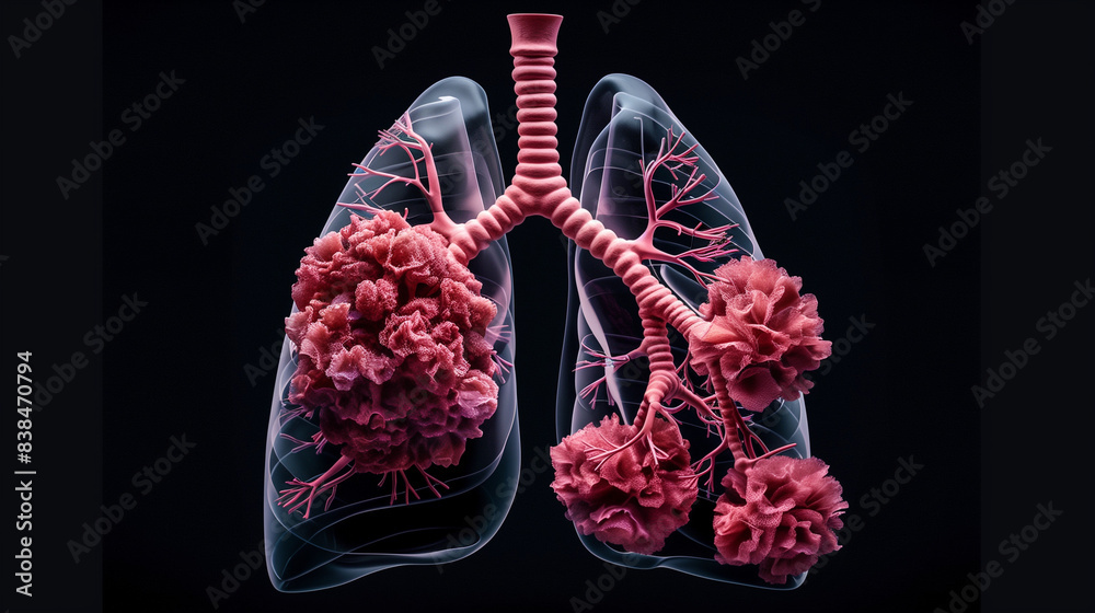 Diseases of the lungs in the picture lung cancer concept understanding