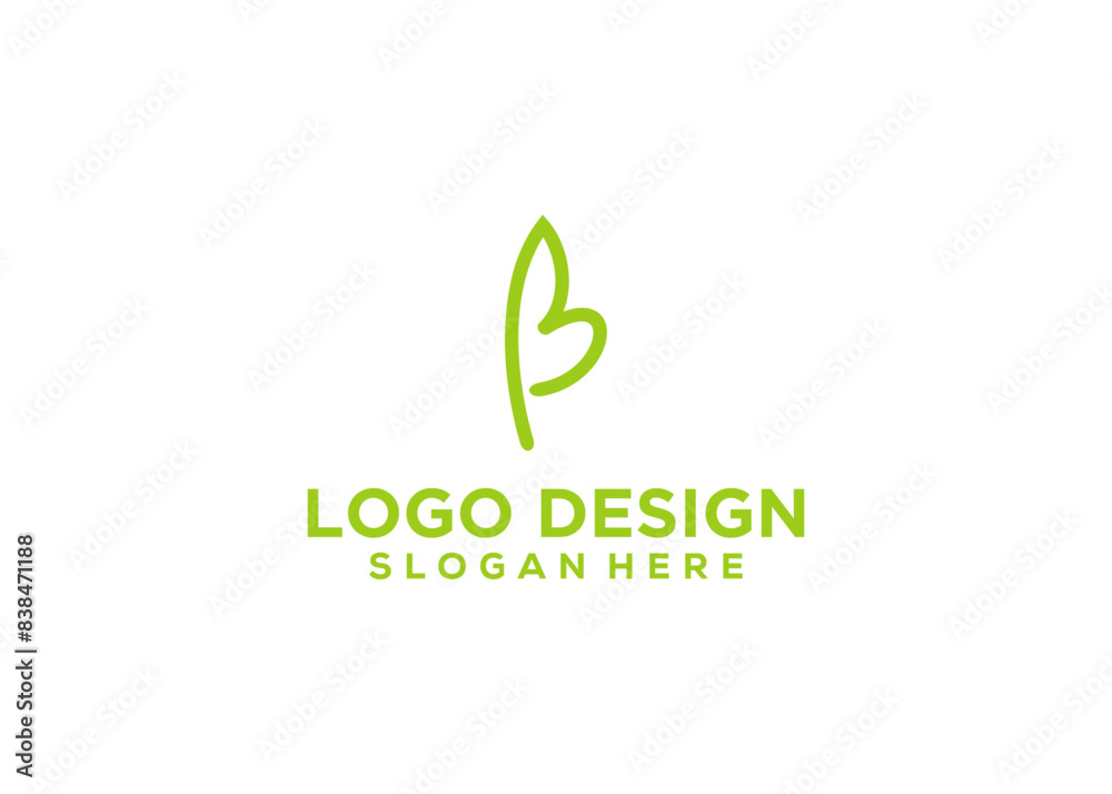 Initial Letter B leaf hearth Logo Initial Letter B leaf hearth Logo
