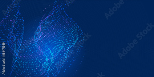 Abstract blue mesh background of lines and dots with a copy of the space for the text of presentations, web banners, social networks. Vector illustration