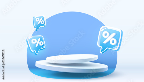 Podium percentage discount on sale, holiday sale, poster discount banner offer. Vector illustration