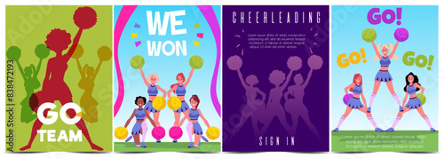 Set of cheerleading event vector posters photo