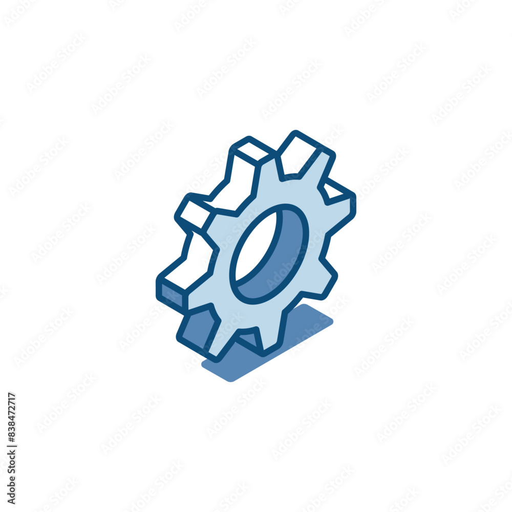 Obraz premium isometric vector gear linear icon, in color on a white background, part of a mechanism or working part