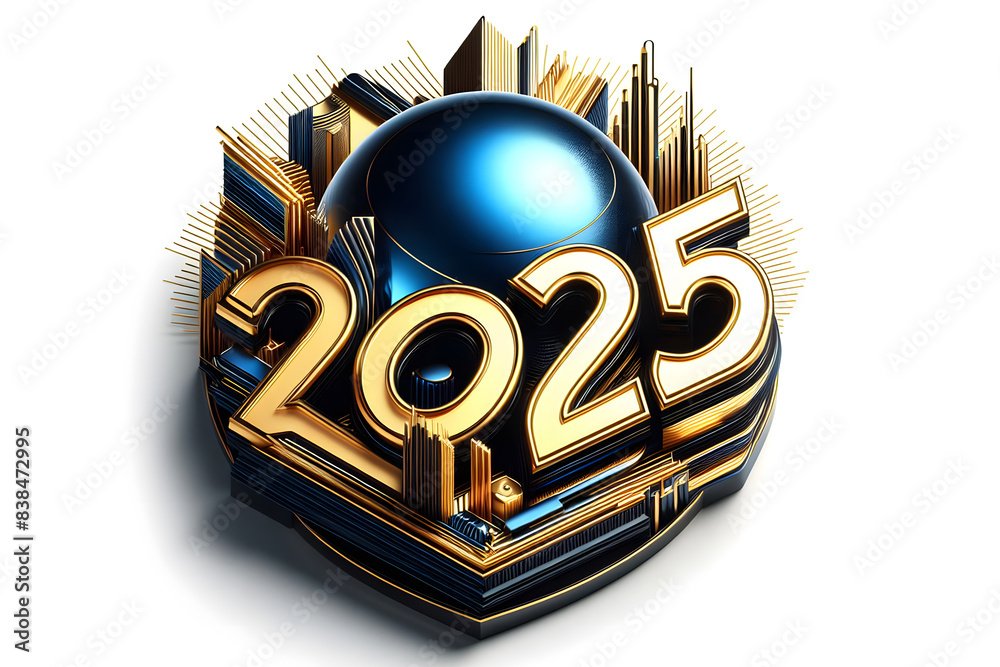 2025 New Year Futuristic 2025 Neon Sign, Cyberpunk Year 2025 Concept