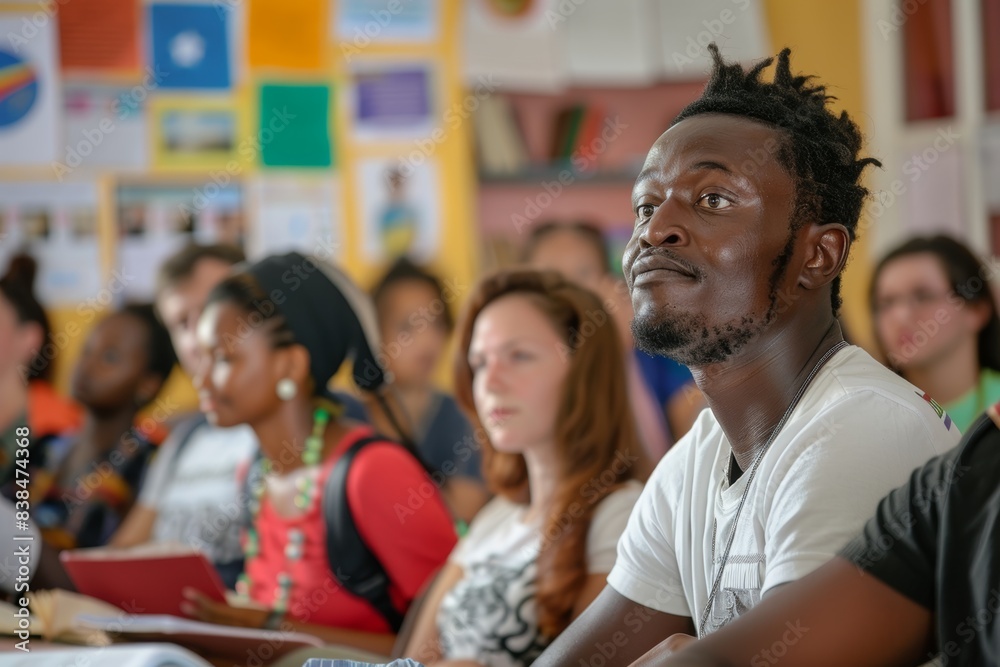 Obraz premium Cultural Exchange and Education in Adult Language Classroom with Diverse Learners