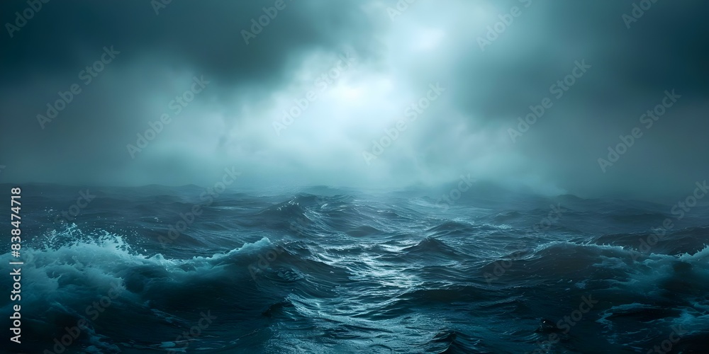 An eerie and haunting image of a dark ocean and sky. Concept Nature Photography, Moody Atmosphere, Dark Aesthetics