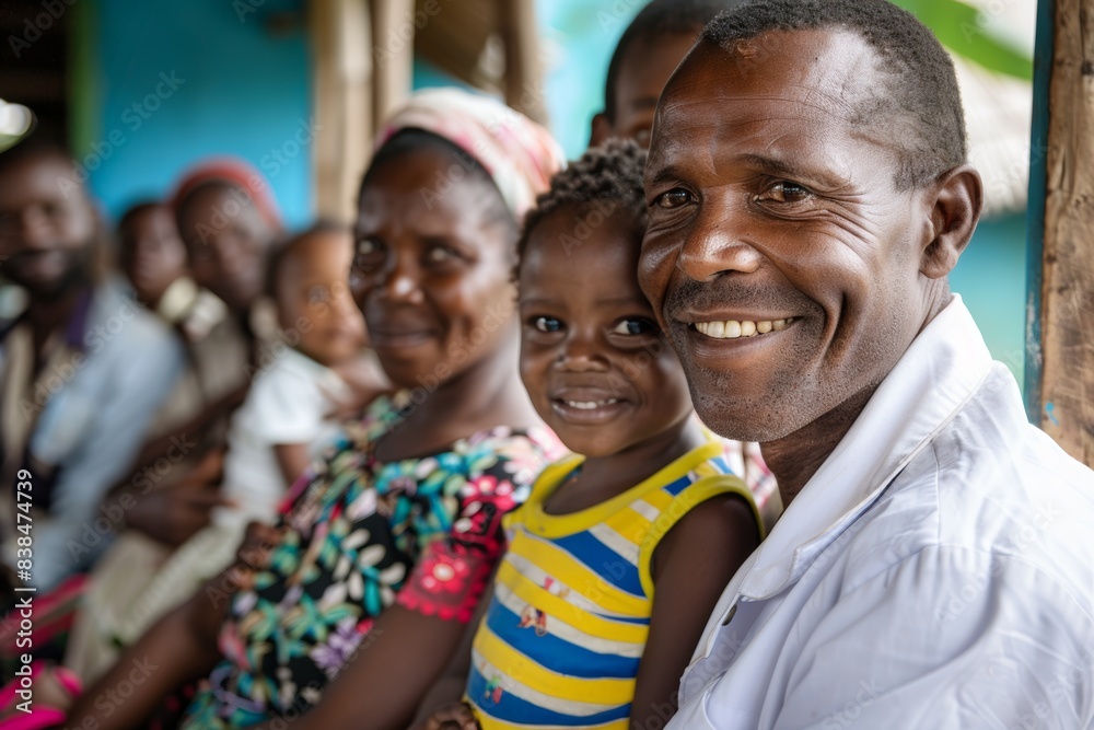 Happy Family Portrait in a Rural Community Highlighting Togetherness and Wellness in Developing Country