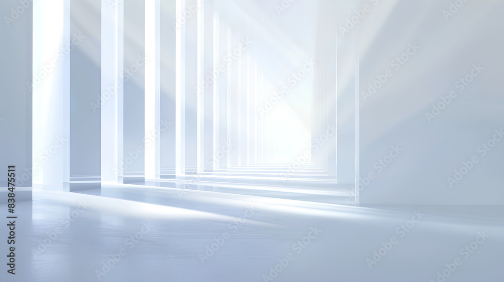 Fototapeta premium a minimalist depiction of a white wall with the shadow of a window,