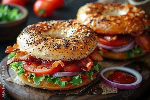 bagel with ham and cheese