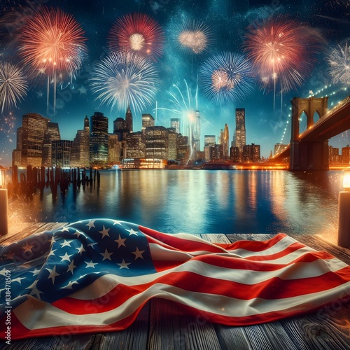 America celebrate 4th of July. Generative AI illustration.