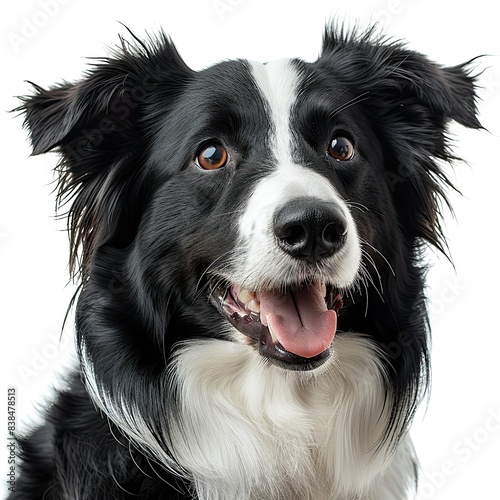 a photo of a champion male black and white border collie isolated on a white background 