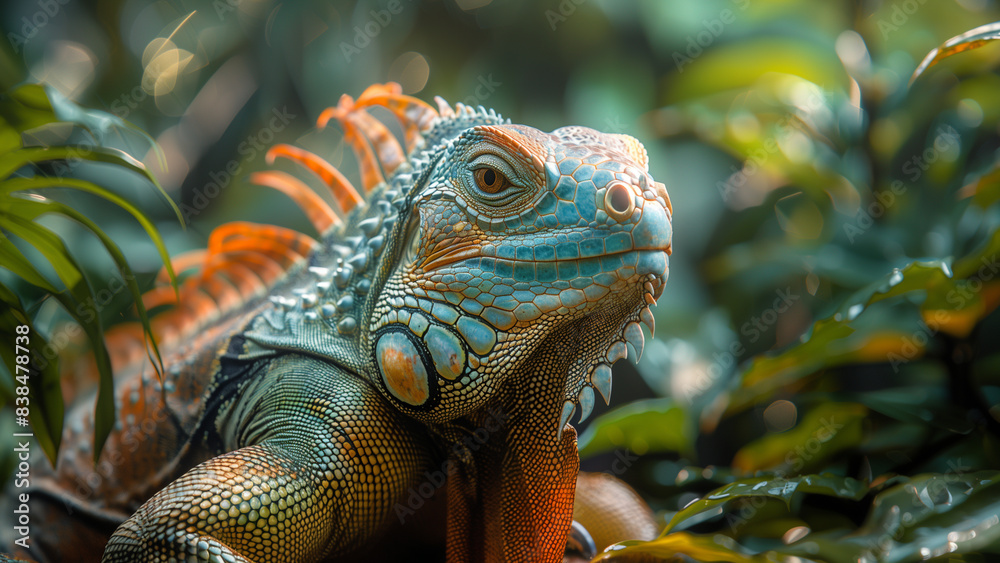 Obraz premium Iguana - Lizard In Jungle, Reptile, Jungle Life, Nature Scene, Animal In Wild, Nature Photography