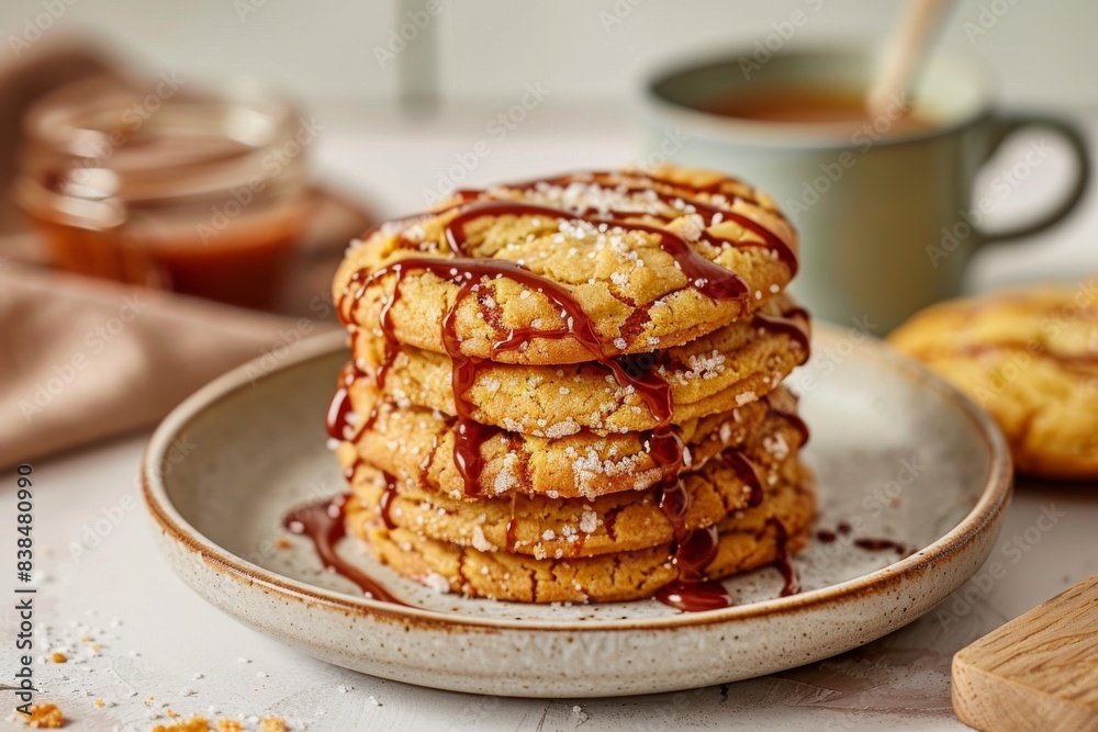Salted Caramel Cookies Drizzled With Caramel Sauce