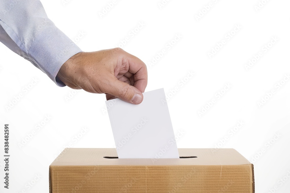 A hand voting in a ballot box A hand voting in a ballot box
