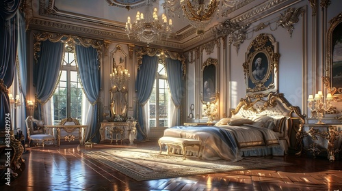 While I can't provide images, a 3D rendering of a luxurious bedroom interior would likely depict a space adorned with opulent furnishings, exquisite decor, and lavish amenities.  © Mahmud