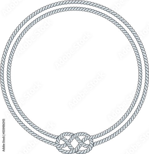 Round rope frame isolated on white background. Twisted cord
