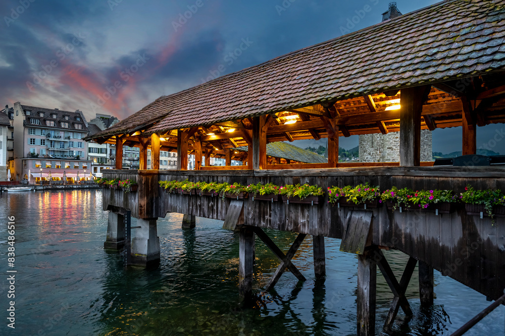 Chapel Bridge in the historic city center of Lucerne, Switzerland Chapel Bridge in the historic city center of Lucerne, Switzerland