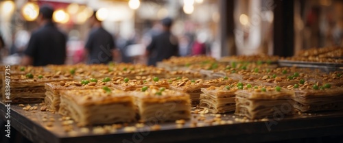 Oriental desserts with nuts (baklava) at Mahane Yehuda market in Jerusalem. photo