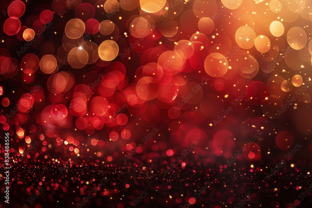 Red and gold background with numerous lights Red and gold background with numerous lights