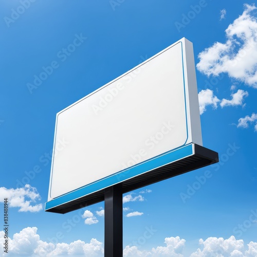 Empty shop signboard with blue sky background