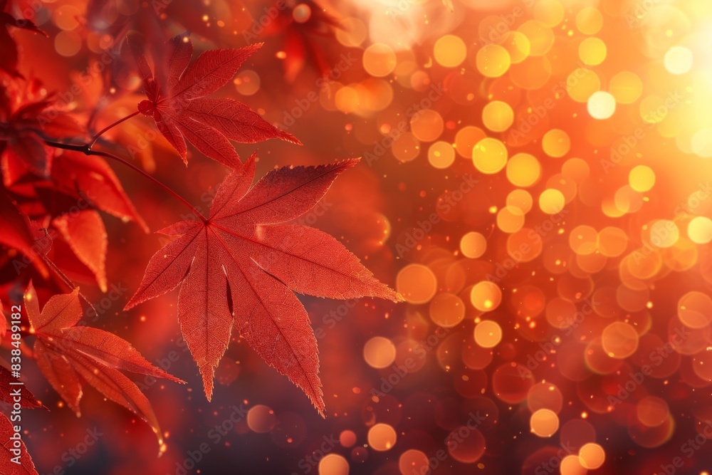 Fototapeta premium A tree-bound red leaf