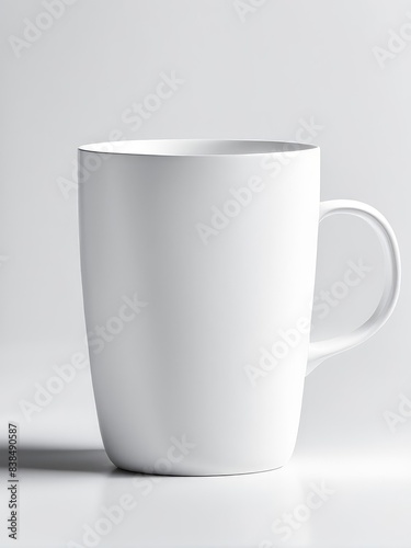 white glass mug mockup on white background