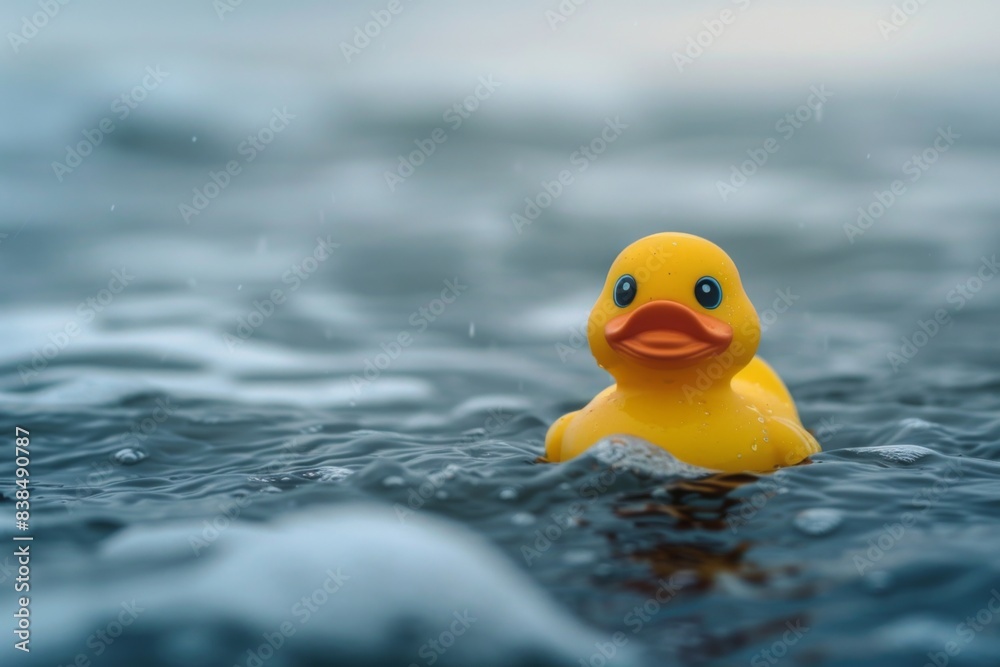 Yellow rubber duck swimming with small yellow duck float Yellow rubber duck swimming with small yellow duck float