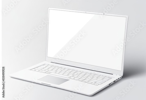 white screen laptop mockup isolated on white background.