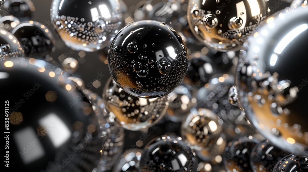 A 3D rendering featuring abstract spheres, showcasing a complex interplay of shapes, colors, and textures, creating a visually captivating and dynamic composition. A 3D rendering featuring abstract spheres, showcasing a complex interplay of shapes, colors, and textures, creating a visually captivating and dynamic composition.