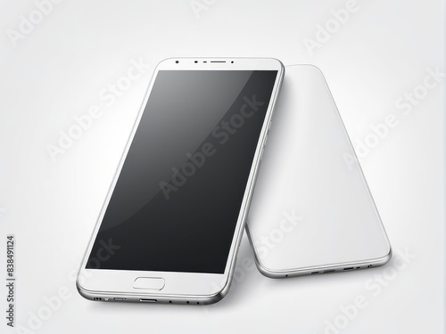 White screen smartphone mockup isolated on a white background.