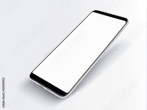 White screen smartphone mockup isolated on a white background.