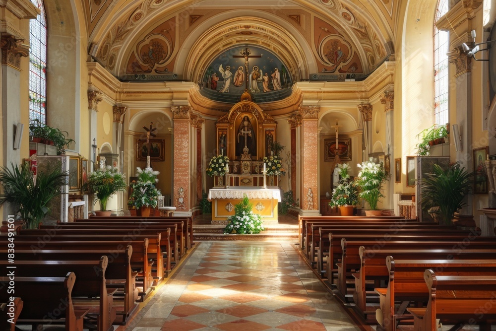 Fototapeta premium Church altar cross view