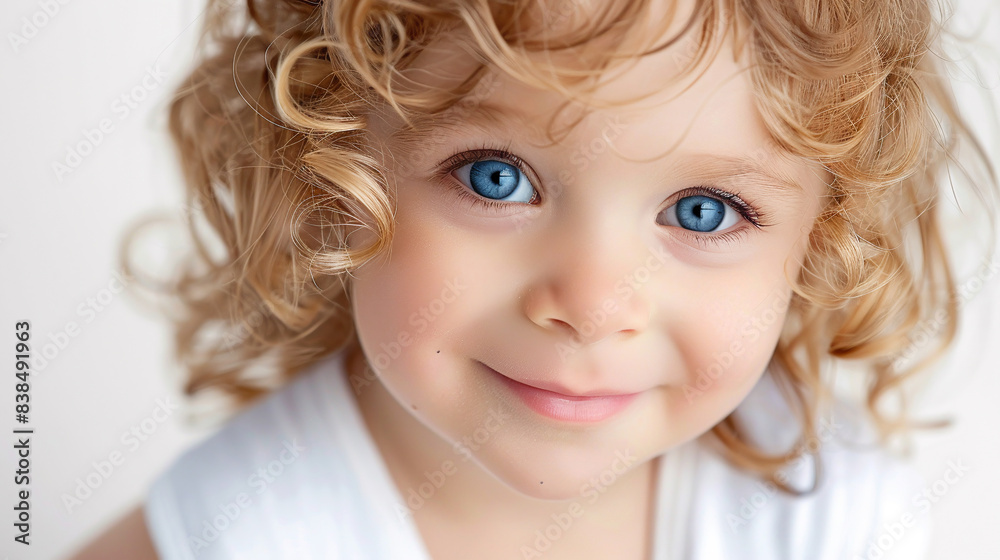 A beautiful little girl posing on a white background. A beautiful little girl posing on a white background.