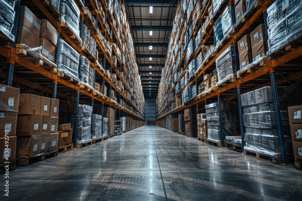 Warehousing shelves pallets goods Warehousing shelves pallets goods