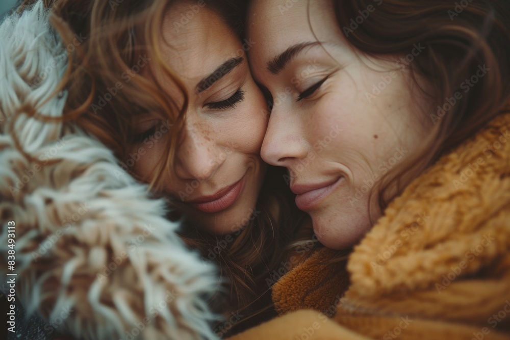 Two women hugging in picture Two women hugging in picture