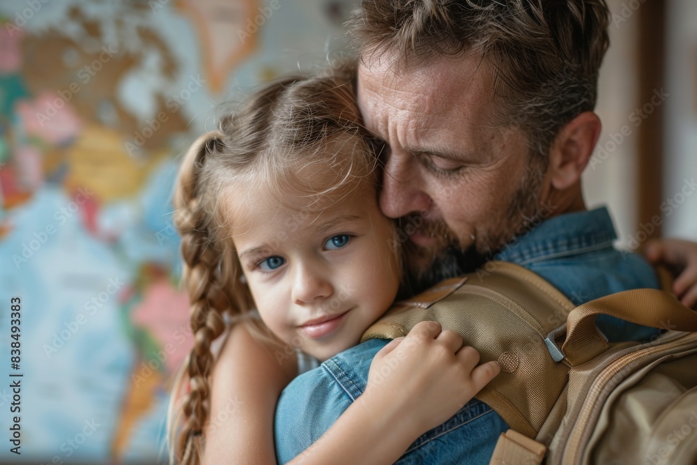 Fototapeta premium Man embracing young girl