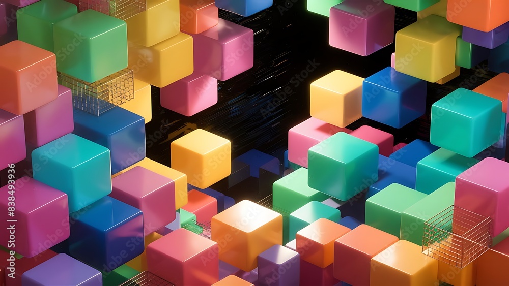 Obraz premium abstract background with coloured cubes wallpaper