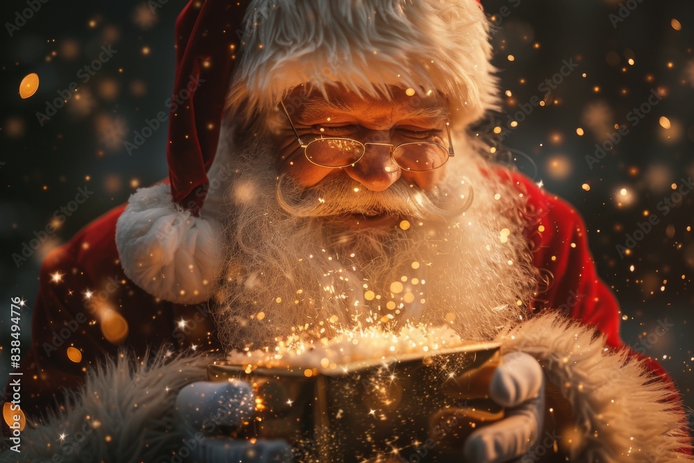 Santa reads book snow Santa reads book snow