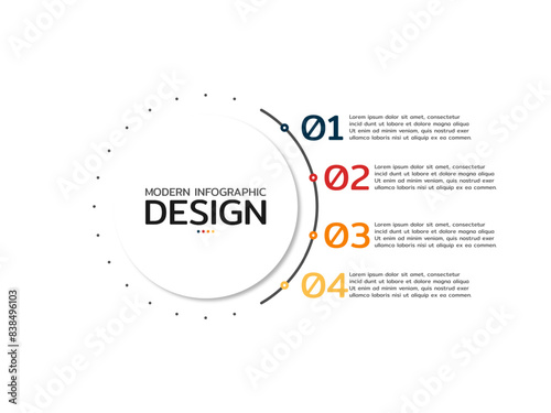 Modern main idea design for infographics. Business concept with 4 options, processes, circle. Vector illustration.