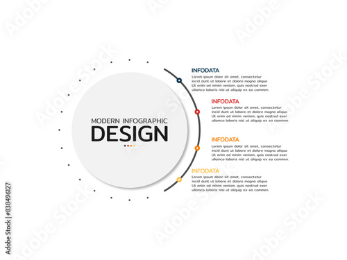 Modern main idea design for infographics. Business concept with 4 options, processes, circle. Vector illustration.