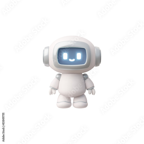 Vector 3D boy a smart, friendly character with artificial intelligence on a white background