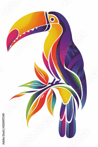 Elegant Toucan Logo with Rainbow Colors