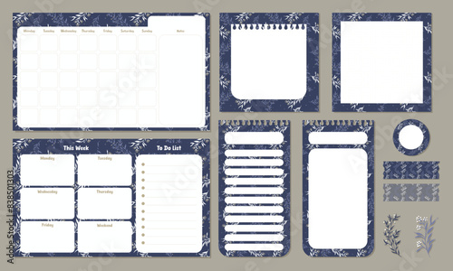 Cute kawaii elegant printable planner organizer notepad memo pad and scrapbook elements