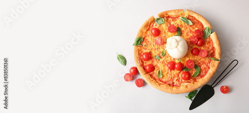 Tasty pizza with Burrata ch...