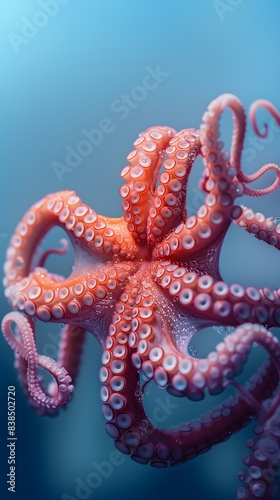 Closeup of an Octopus Tentacle With Suction Cups in Water. Generative AI. Generative AI