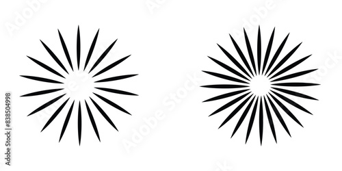 Sunburst icon in liner style. Burst symbol vector collection. Radial sun burst. Black-white round sunburst icons. Vector illustration. Eps file 177.