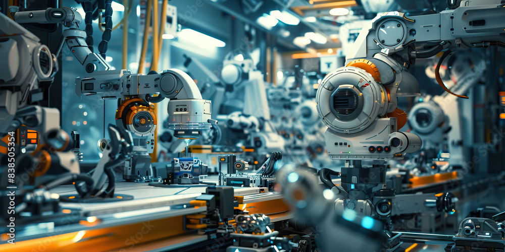 Synthetic Serendipity: A robotics lab, filled with futuristic machines and tools. Synthetic Serendipity: A robotics lab, filled with futuristic machines and tools.