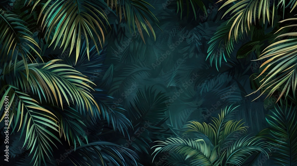 Beautiful nature background of vertical garden with tropical green leaf. Mural wallpaper. AI generated illustration Beautiful nature background of vertical garden with tropical green leaf. Mural wallpaper. AI generated illustration